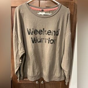 Women 1X Cupio Graphic PullOver Sweatshirt Brown Soft Relaxed Casual Lightweight